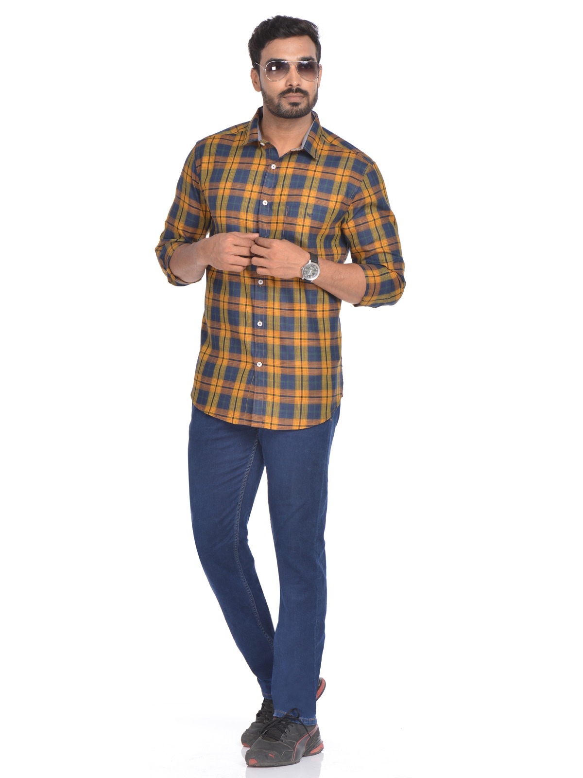 Yellow Color Checks Cordillera Slim Fit Shirt – Cordillera Fashions